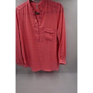 Mittoshop Geometric Patterned Long Sleeve Pink/Grey Office/Casual Blouse Size L
